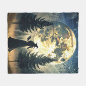 Hexe unter Vollmond verzauberte Nacht Fleecedecke (Vorderseite (Horizontal))