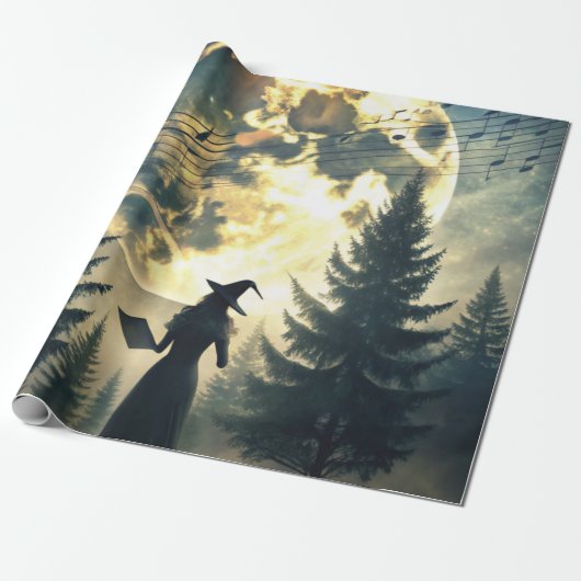 Hexe unter Vollmond verzauberte Nacht Geschenkpapier (Ungerollt)