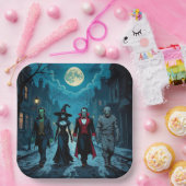 Hexe, Vampire, Dracula und Mummy-Halloween-Party Pappteller (Party)