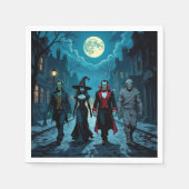 Hexe, Vampire, Dracula und Mummy-Halloween-Party Serviette (Vorderseite)