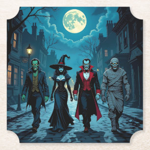 Hexe, Vampire, Dracula und Mummy-Halloween-Party Untersetzer