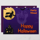 Hexe, Vampire und Spuk Haus Einladung (Vorne/Hinten)