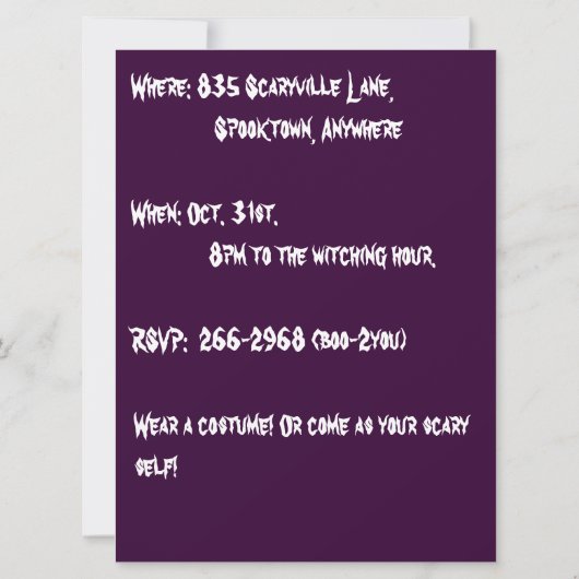 Hexe, Vampire und Spuk Haus Einladung (Rückseite)