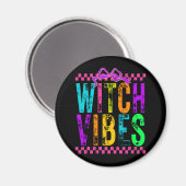 Hexe Vibes Halloween Neon Checkered Bow Magnet (Vorderseite/Rückseite)