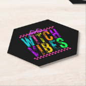 Hexe Vibes Halloween Neon Checkered Bow Untersetzer (angewinkelt)