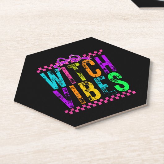 Hexe Vibes Halloween Neon Checkered Bow Untersetzer (angewinkelt)