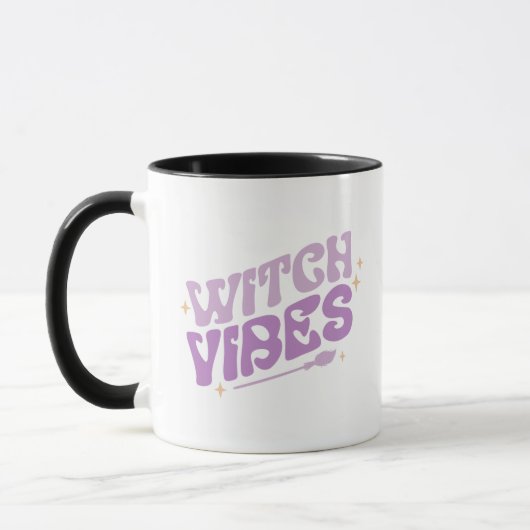 Hexe Vibes Stars Hexenzimmel Lila Halloween Tasse (Links)