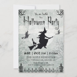 Hexe-Vintage Halloween-Party-Einladung Einladung