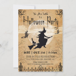 Hexe-Vintage Halloween-Party-Einladung Einladung
