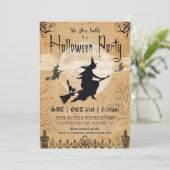 Hexe-Vintage Halloween-Party-Einladung Einladung (Stehend Vorderseite)