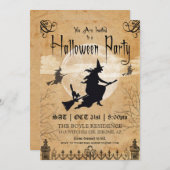 Hexe-Vintage Halloween-Party-Einladung Einladung (Vorne/Hinten)