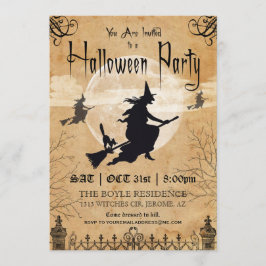 Hexe-Vintage Halloween-Party-Einladung Einladung