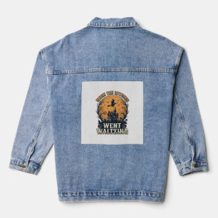 Hexe Waltzend Halloween Vintage Gravur Design_ Jeansjacke
