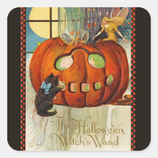 Hexe-Wand Halloween Quadratischer Aufkleber