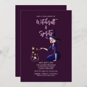 Hexe Wand Magic Gouache Halloween-Kostüm-Party Einladung (Vorne/Hinten)