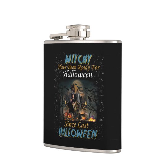 Hexe war zu Halloween fertig Flachmann (Links)