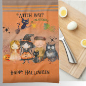 Hexe Way Halloween Orange Geschirrtuch