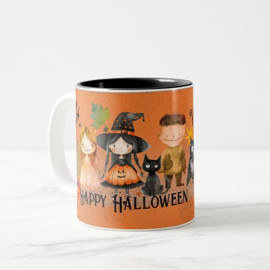 Hexe Way Halloween Orange Zweifarbige Tasse (Vorderseite Links)