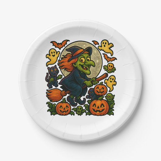 Hexe Weg zum Pumpkin Patch? Halloween Pappteller (Vorderseite)