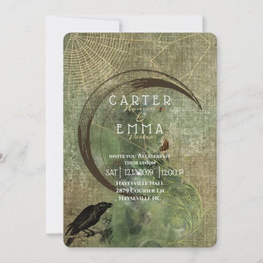 Hexe Wicca Zauber und Webs Einladung Hochzeitsfeie (Vorderseite)