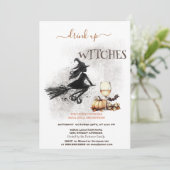 Hexe Wine Pumpkin Bow Halloween Einladung (Stehend Vorderseite)
