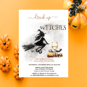 Hexe Wine Pumpkin Bow Halloween Einladung