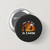 Hexe wird Besen Baum Friedhof Halloween_1 Button (Vorne & Hinten)