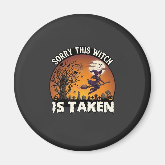 Hexe wird Besen Baum Friedhof Halloween_1 Magnet (Vorne)