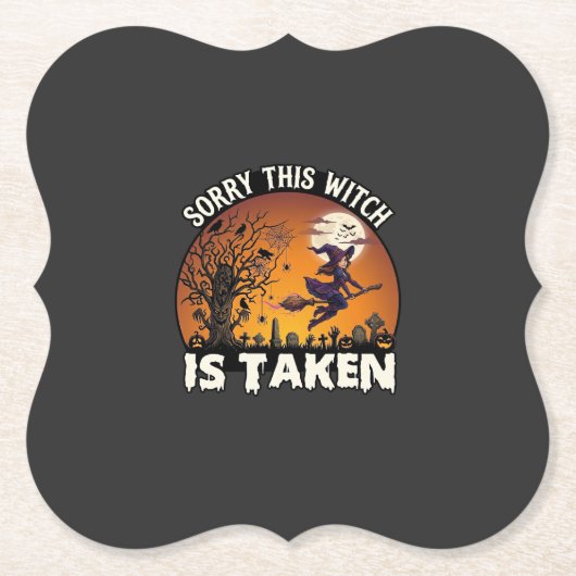 Hexe wird Besen Baum Friedhof Halloween_1 Untersetzer (Vorderseite)