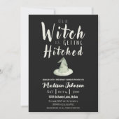 Hexe wird Hitched Fall Brautparty Schwarz Einladung (Vorderseite)