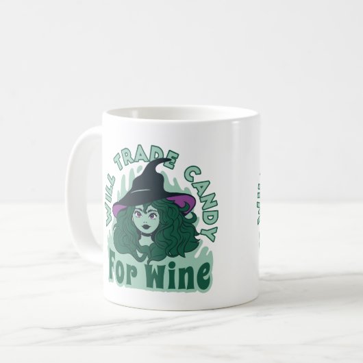 Hexe wird Süßigkeiten für Wein verkaufen Kaffeetasse (Vorderseite Links)