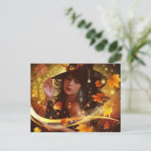 Hexe Woman Halloween Postkarte (Stehend Vorderseite)