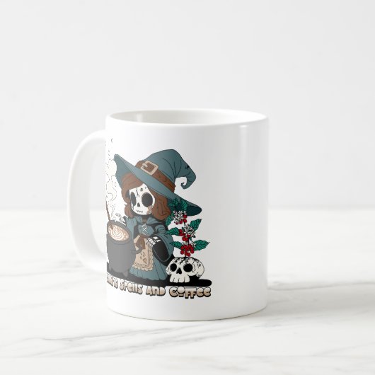 Hexe Zauber und Kaffee aufbrechen Kaffeetasse (Vorderseite Links)