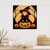 Hexe zu Halloween Einstellung mit Kürpen Poster (Küche)