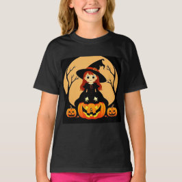 Hexe zu Halloween Einstellung mit Kürpen T-Shirt