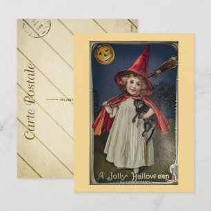 Hexe zu Halloween im Vintage-Stil Feiertagspostkarte