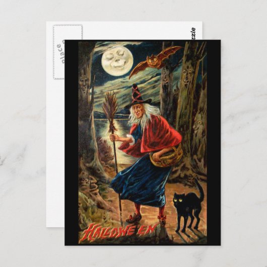 Hexe zu Halloween Night Postkarte (Vorne/Hinten)