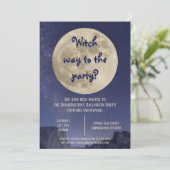 Hexe zum Party?-Vollmond-Halloween-Party Einladung (Stehend Vorderseite)