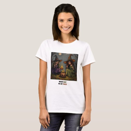 Hexen am Lagerfeuer T-Shirt (Vorne ganz)