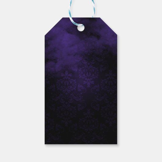 Hexen Ansammlung Lila & Black Damask Gefallen Geschenkanhänger (Rückseite)