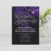 Hexen Ansammlung Lila & schwarz Damaskus Einladung (Stehend Vorderseite)