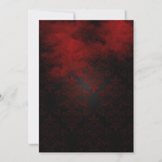 Hexen Ansammlung Red & Black Damask Einladung (Rückseite)