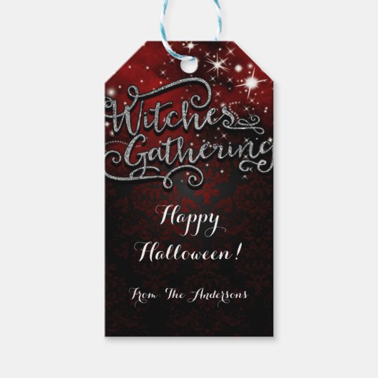 Hexen Ansammlung Red & Black Damask Gefallen Geschenkanhänger (Vorderseite)