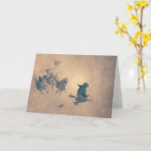 Hexen auf Besen Karte (Gelbe Blume)