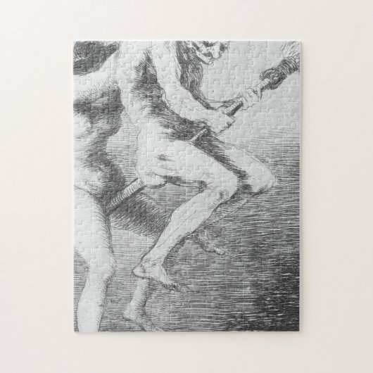 Hexen auf einem Broomstick von Francisco Goya Puzzle (Vertikal)
