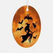 Hexen Bats Moon Ornament Aus Metall (Vorderseite Rechts)