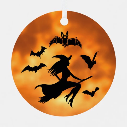 Hexen Bats Moon Ornament Aus Metall (Vorderseite)