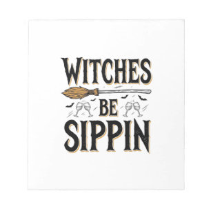 Hexen Be Sippin Vintage Halloween Getränk Shirt_1 Notizblock