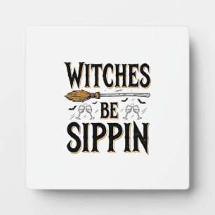Hexen Be Sippin Vintage Halloween Trink Shirt_1 Fotoplatte