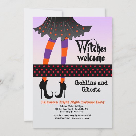 Hexen Begrüßung Halloween Einladung (Vorderseite)